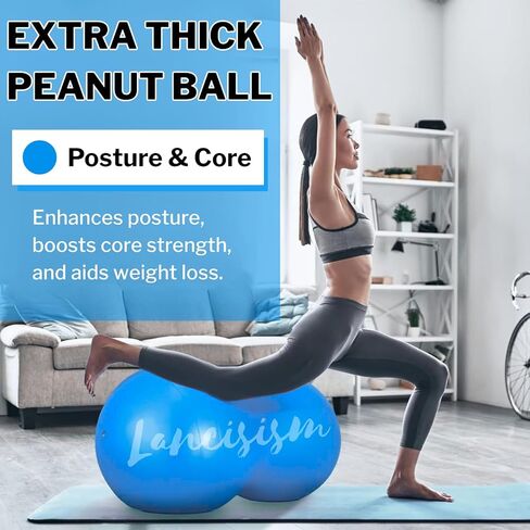Peanut Ball for Physical Therapy 90 * 45cm with Pump, Lancisism Exercise Yoga Ball Enhance Balance Flexible Seating for Kids Adults Core Strength Training Labor Birthing in Kuwait