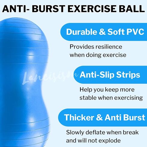 Peanut Ball for Physical Therapy 90 * 45cm with Pump, Lancisism Exercise Yoga Ball Enhance Balance Flexible Seating for Kids Adults Core Strength Training Labor Birthing in Kuwait
