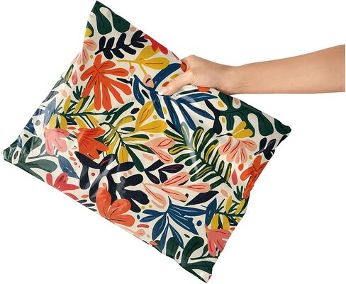Poly Mailers 10x13 - 100 Pack - مظاريف شحن مطبوعة قابلة لإعادة التدوير لتغليف الأعمال الصغيرة، أكياس بريدية ذاتية الغلق - تصميم زهور بأوراق استوائية in Kuwait