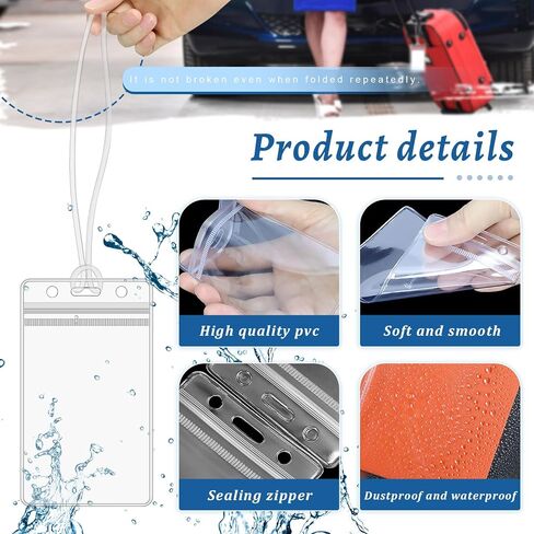 100 مجموعة علامات أمتعة واضحة مع أحزمة حلقة وبطاقات عمل قابلة للطباعة حاملات العلامات المائية حامل بطاقة بطاقة بطاقة بطاقة لتوازم العمل في المكتب in Kuwait