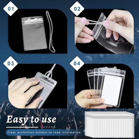 100 مجموعة علامات أمتعة واضحة مع أحزمة حلقة وبطاقات عمل قابلة للطباعة حاملات العلامات المائية حامل بطاقة بطاقة بطاقة بطاقة لتوازم العمل في المكتب in Kuwait