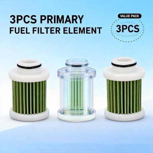 3 قطع عنصر فلتر الوقود الأساسي 6D8-WS24A-00-00 متوافق مع Yamaha F40A F50 T50 F60 T60 F70 F75 F90 F115 خارجي 6D8-24563-00-00 (2004 حتى 2024) in Saudi Arabia