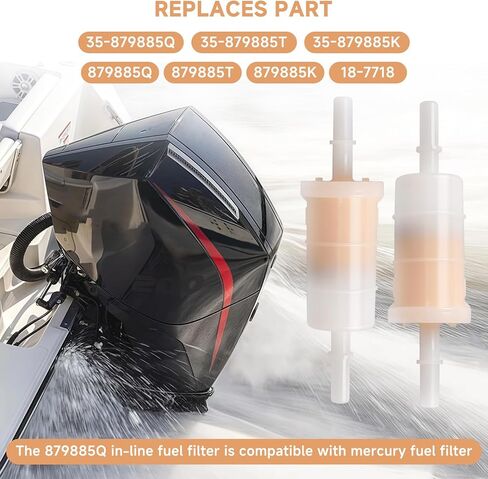 (2pcs) 879885Q 5/16" Inline Fuel Filter for Mercury Mariner 4-Stroke EFI Marine 40 50 60 HP 75-115HP 135-300HP Verado Outboards Motor, Replaces 18-7718, 35-879885Q, 35-879885T, 35-879885K in Kuwait