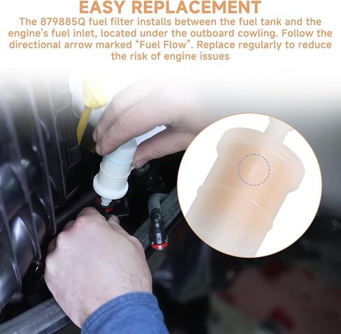 (2pcs) 879885Q 5/16" Inline Fuel Filter for Mercury Mariner 4-Stroke EFI Marine 40 50 60 HP 75-115HP 135-300HP Verado Outboards Motor, Replaces 18-7718, 35-879885Q, 35-879885T, 35-879885K in Kuwait