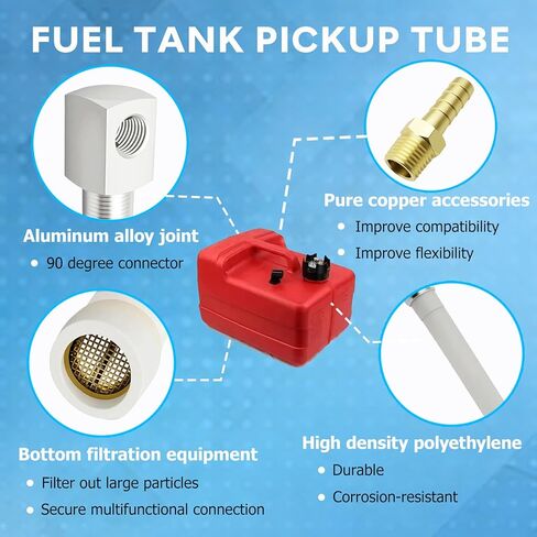 7-0948 Universal 12" Marine Fuel Tank Pickup Tube with Strainer, Polyethylene Fuel Pickup Tube with Brass Barb Connector, Fits Standard Universal Boat Fuel Tanks in Saudi Arabia