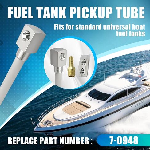 7-0948 Universal 12" Marine Fuel Tank Pickup Tube with Strainer, Polyethylene Fuel Pickup Tube with Brass Barb Connector, Fits Standard Universal Boat Fuel Tanks in Saudi Arabia