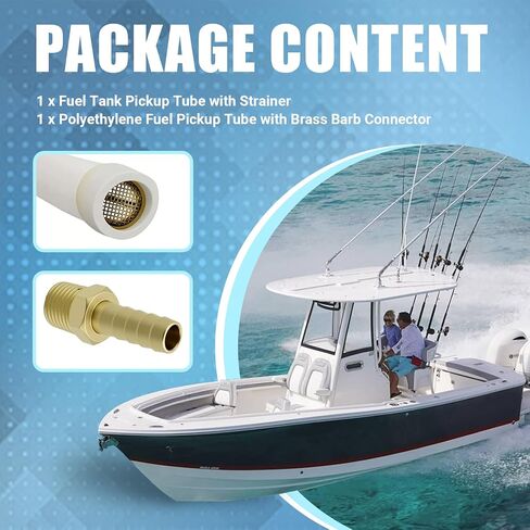 7-0948 Universal 12" Marine Fuel Tank Pickup Tube with Strainer, Polyethylene Fuel Pickup Tube with Brass Barb Connector, Fits Standard Universal Boat Fuel Tanks in Saudi Arabia