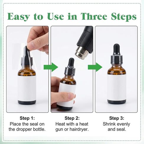 600 قطعة من سدادات الزجاجات، أشرطة منكمش مقاس 45 × 30 مم للزجاجات، غلاف قابل للانكماش واضح للعبث من مادة PVC مع خطوط مزدوجة للتمزق، لزجاجات قطارة الزيوت العطرية (3/4-1 بوصة) in Kuwait