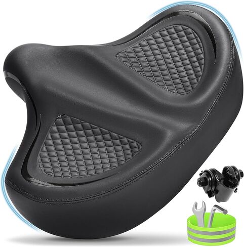 Oversized Bike Seat for Men & Women Comfort Wide, Soft Padded Bicycle Seat, Comfortable Large Bike Saddle for Peloton, Electric Scooter, Stationary Exercise Bike, Beach Cruiser, Ebike, City Bike in Saudi Arabia