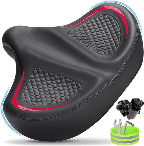 Oversized Bike Seat for Men & Women Comfort Wide, Soft Padded Bicycle Seat, Comfortable Large Bike Saddle for Peloton, Electric Scooter, Stationary Exercise Bike, Beach Cruiser, Ebike, City Bike in Saudi Arabia