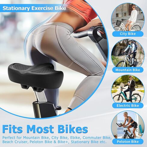 Oversized Bike Seat for Men & Women Comfort Wide, Soft Padded Bicycle Seat, Comfortable Large Bike Saddle for Peloton, Electric Scooter, Stationary Exercise Bike, Beach Cruiser, Ebike, City Bike in Saudi Arabia