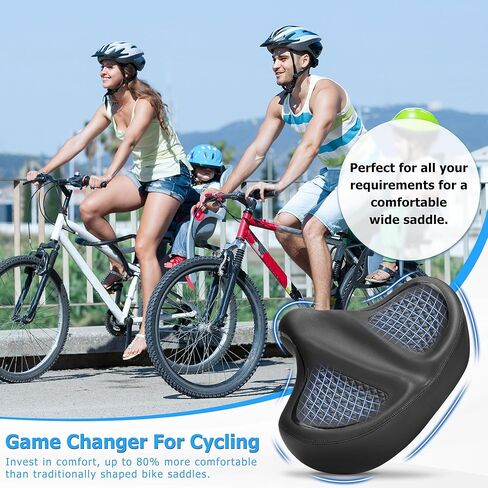 Oversized Bike Seat for Men & Women Comfort Wide, Soft Padded Bicycle Seat, Comfortable Large Bike Saddle for Peloton, Electric Scooter, Stationary Exercise Bike, Beach Cruiser, Ebike, City Bike in Saudi Arabia