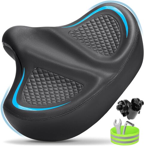 Oversized Bike Seat for Men & Women Comfort Wide, Soft Padded Bicycle Seat, Comfortable Large Bike Saddle for Peloton, Electric Scooter, Stationary Exercise Bike, Beach Cruiser, Ebike, City Bike in Saudi Arabia