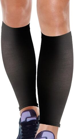 Cooling Compression Leg Sleeves for Running and Basketball, Elastic Breathable Calf Sleeves for Women and Men, 2pcs Black Summer Sports Leg Covers in Saudi Arabia