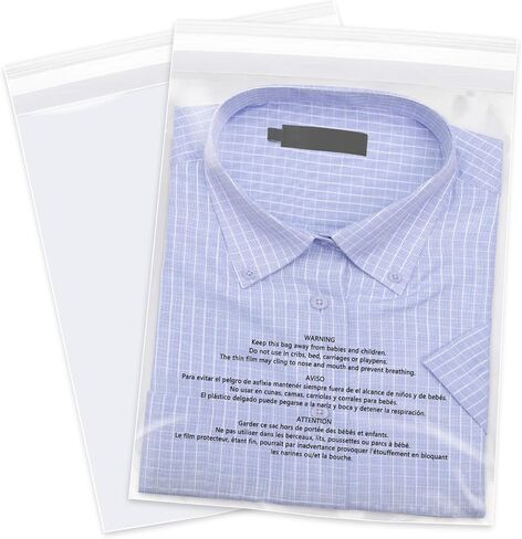 8" x 10" (500 Count) - Clear Poly Bags with Suffocation Warning Self Seal for Packaging, Shirts, Clothing & FBA - Permanent Adhesive in Kuwait