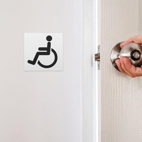 علامة يمكن الوصول إليها من الأكريليك ذاتية اللصق مقاس 15x15 سم ملصق مرحاض للمعاقين مع رمز الكرسي المتحرك لباب الحمام واستخدام المرحاض العام in Saudi Arabia
