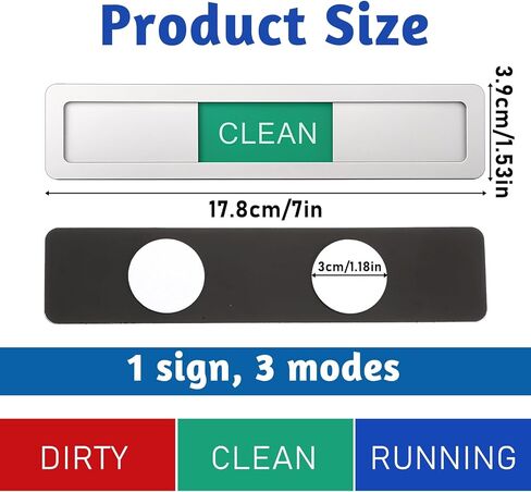 Dishwasher Magnet Clean Dirty Running Sign, 3 Status Magnetic Clean/Dirty/Running Indicator Works on All Dishwashers (Silver) in Saudi Arabia