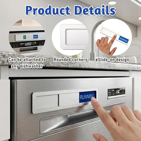 Dishwasher Magnet Clean Dirty Running Sign, 3 Status Magnetic Clean/Dirty/Running Indicator Works on All Dishwashers (Silver) in Saudi Arabia