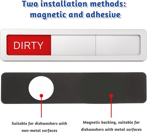 Dishwasher Magnet Clean Dirty Running Sign, 3 Status Magnetic Clean/Dirty/Running Indicator Works on All Dishwashers (Silver) in Saudi Arabia