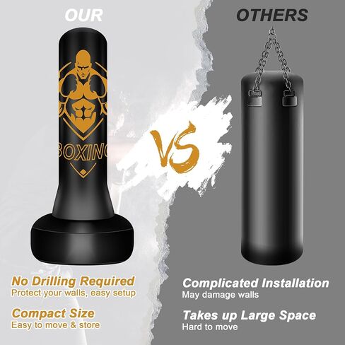 كيس ملاكمة قائم بذاته للبالغين، حقيبة ثقيلة قابلة للنفخ مقاس 70 بوصة، حقيبة معدات الملاكمة مع حامل، حقيبة كيك بوكسينغ لتدريب صالة الألعاب الرياضية MMA Muay Thai Fitness in Kuwait
