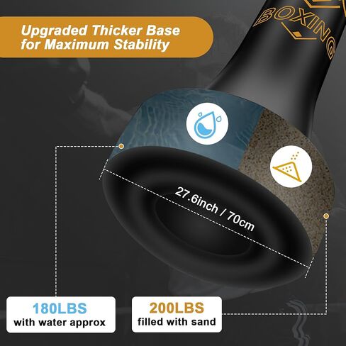 كيس ملاكمة قائم بذاته للبالغين، حقيبة ثقيلة قابلة للنفخ مقاس 70 بوصة، حقيبة معدات الملاكمة مع حامل، حقيبة كيك بوكسينغ لتدريب صالة الألعاب الرياضية MMA Muay Thai Fitness in Kuwait