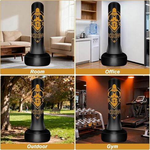 كيس ملاكمة قائم بذاته للبالغين، حقيبة ثقيلة قابلة للنفخ مقاس 70 بوصة، حقيبة معدات الملاكمة مع حامل، حقيبة كيك بوكسينغ لتدريب صالة الألعاب الرياضية MMA Muay Thai Fitness in Kuwait