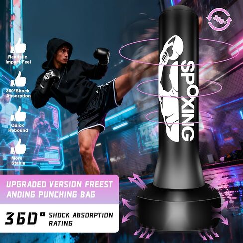 Freestanding Punching Bag with Gloves, 70'' Superior Boxing Bag with Stand for Adults & Teens, No Drill Kickboxing Bags for Men Women Beginners Training MMA, Muay Thai, Karate & Home Fitness in Saudi Arabia