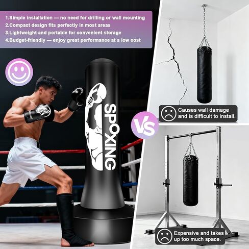 Freestanding Punching Bag with Gloves, 70'' Superior Boxing Bag with Stand for Adults & Teens, No Drill Kickboxing Bags for Men Women Beginners Training MMA, Muay Thai, Karate & Home Fitness in Saudi Arabia
