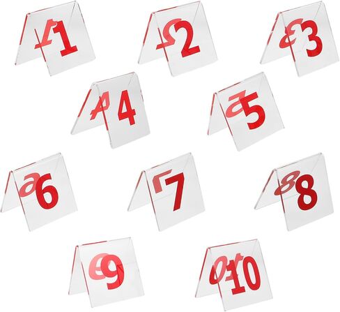 LOGOFUN 10pcs Acrylic Table Number Cards Double Sided V-shaped Stands for Restaurant Wedding Party Banquet Reception in Saudi Arabia