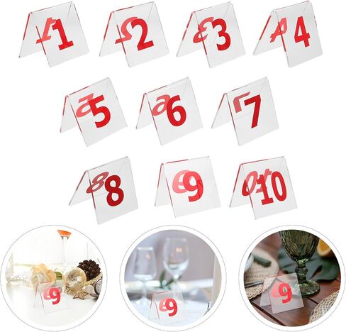 LOGOFUN 10pcs Acrylic Table Number Cards Double Sided V-shaped Stands for Restaurant Wedding Party Banquet Reception in Saudi Arabia