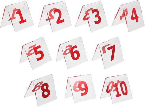 LOGOFUN 10pcs Acrylic Table Number Cards Double Sided V-shaped Stands for Restaurant Wedding Party Banquet Reception in Saudi Arabia