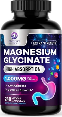 Magnesium Glycinate Supplement Pure 1000 mg Chelated for Max Absorption - Supports Bone, Muscle, Nerve & Heart Health, Sleep Support - Best Magnesium Pills for Whole Body Support - 120 Capsules in Kuwait