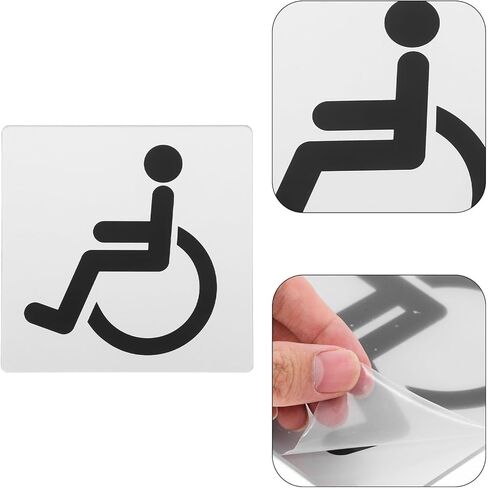 Accessible Washroom Label and Self-adhesive Acrylic Handicap Sign 15x15cm Disabled Wheelchair Indicator for Public and Private Restroom Use in Saudi Arabia