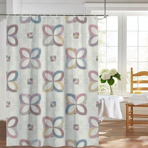 ستائر الحمام بتصميم الزهور مع خطافات، ستارة دش كوخ كور صيفية مقاومة للماء، ستائر دش مرحة من القماش قابلة للغسل لحوض الاستحمام وديكور الحمام القديم مقاس 60 × 72 بوصة in Kuwait