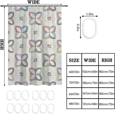 ستائر الحمام بتصميم الزهور مع خطافات، ستارة دش كوخ كور صيفية مقاومة للماء، ستائر دش مرحة من القماش قابلة للغسل لحوض الاستحمام وديكور الحمام القديم مقاس 60 × 72 بوصة in Kuwait