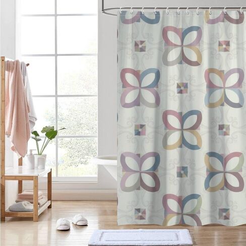 ستائر الحمام بتصميم الزهور مع خطافات، ستارة دش كوخ كور صيفية مقاومة للماء، ستائر دش مرحة من القماش قابلة للغسل لحوض الاستحمام وديكور الحمام القديم مقاس 60 × 72 بوصة in Kuwait