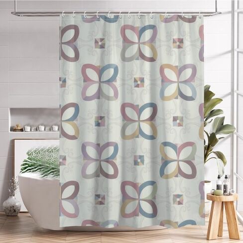 ستائر الحمام بتصميم الزهور مع خطافات، ستارة دش كوخ كور صيفية مقاومة للماء، ستائر دش مرحة من القماش قابلة للغسل لحوض الاستحمام وديكور الحمام القديم مقاس 60 × 72 بوصة in Kuwait