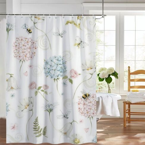 الكوبية نمط دش الستار لطيف مع السنانير، الصيف ستارة دش مقاومة للماء أنيقة، قابل للغسل النسيج عطلة الستائر خمر لحوض الاستحمام خمر ديكور الحمام 72x72 بوصة in Kuwait