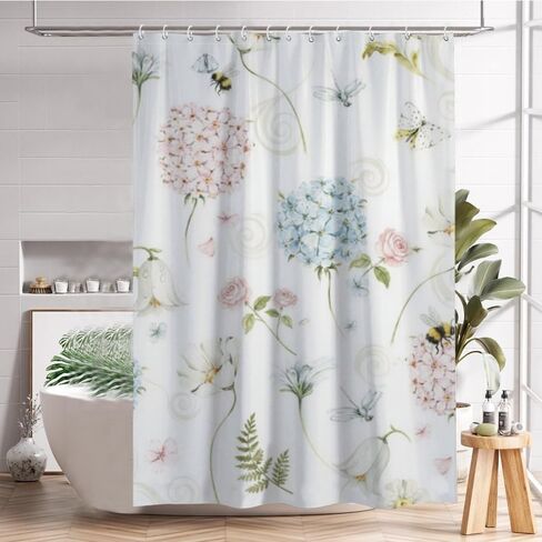 الكوبية نمط دش الستار لطيف مع السنانير، الصيف ستارة دش مقاومة للماء أنيقة، قابل للغسل النسيج عطلة الستائر خمر لحوض الاستحمام خمر ديكور الحمام 72x72 بوصة in Kuwait