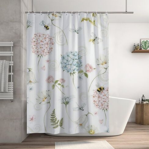 الكوبية نمط دش الستار لطيف مع السنانير، الصيف ستارة دش مقاومة للماء أنيقة، قابل للغسل النسيج عطلة الستائر خمر لحوض الاستحمام خمر ديكور الحمام 72x72 بوصة in Kuwait