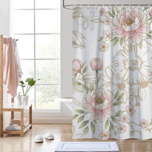 ستائر دش مطبوعة على شكل طائر طنان للحمام مع خطافات، ستارة دش صيفية مقاومة للماء للمزرعة، ستائر مضحكة من القماش قابلة للغسل لديكور وإكسسوارات حوض الاستحمام مقاس 68 × 72 بوصة in Kuwait