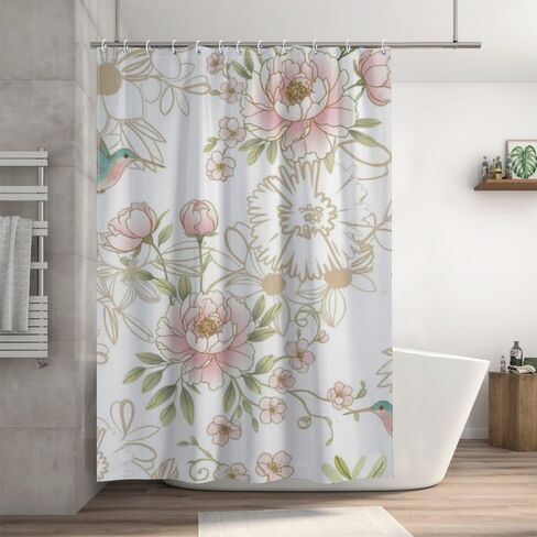 ستائر دش مطبوعة على شكل طائر طنان للحمام مع خطافات، ستارة دش صيفية مقاومة للماء للمزرعة، ستائر مضحكة من القماش قابلة للغسل لديكور وإكسسوارات حوض الاستحمام مقاس 68 × 72 بوصة in Kuwait