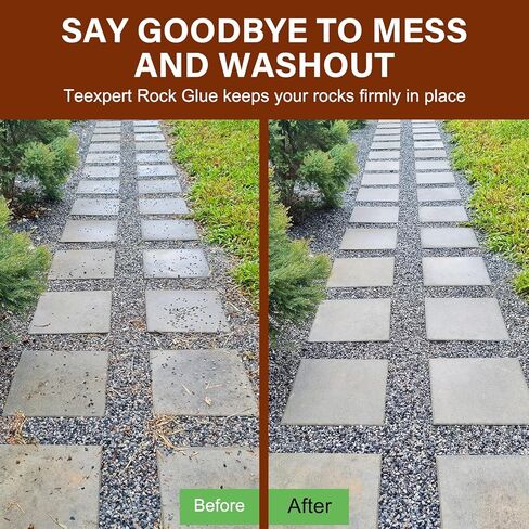 Teexpert Rock Glue for Landscaping: 32oz Pea Gravel Binder for Small Stones, Pebbles & Tiny Rocks – Strong Adhesion to Keep Rocks in Place, Weatherproof for Outdoor Garden, Yard, Patio & Walkways in Kuwait