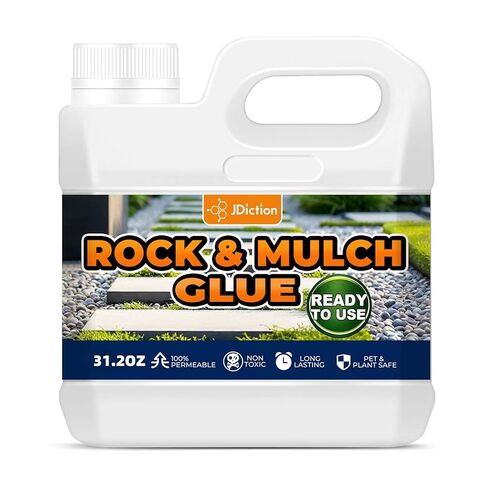 JDiction Rock Glue 31.2oz - Intertek Certified Mulch Anchor for Erosion Control - Ready to Use Gravel Binder for Pebbles & River Rocks - Weather Resistant, Dries Clear in Saudi Arabia