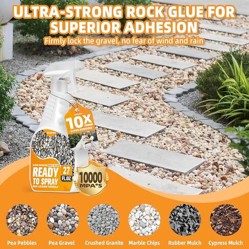 رذاذ غراء الصخور الخارجي للمناظر الطبيعية، لاصق المهاد والحصى 29.7 أونصة، سريع الجفاف، غلاف مقاوم للطقس لأسرة الحديقة والصخور الصغيرة in Kuwait