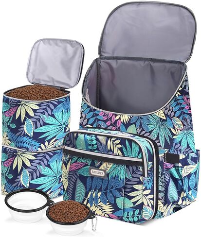 حقيبة الظهر الكلب سفر Baglher - حاوية طعام قابلة للانفصال للكلاب لمستلزمات Pet Supplies حقيبة ظهر للكلاب ، حقيبة الكلاب للسفر مع 2 أوعية قابلة للطي وسلال طعام وردي in Kuwait