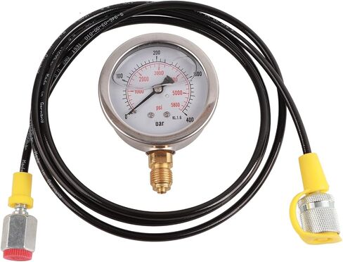 Hydraulic Hose Test Kit, Pressure 0‑400 Bar 6000 PSI with 1.5m Hose M16x2 Connector, for Testing Hydraulic System Pressure Heat Chemical Resistance in Saudi Arabia