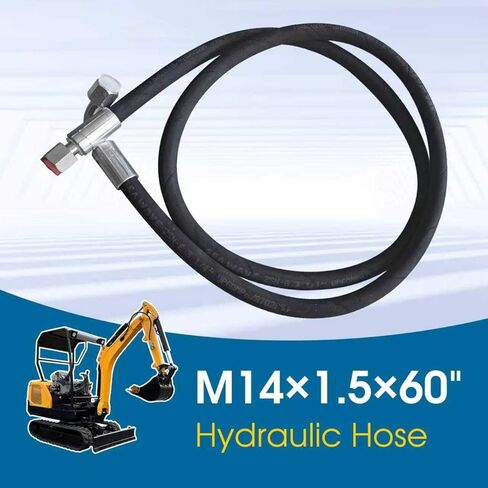 خرطوم هيدروليكي للحفار الصغير M14x1.5 X 60 بوصة، مع سلسلة واحدة بزاوية 90 درجة في أحد الأطراف، متوافق مع الحفارات الصغيرة الصينية الصنع مثل AGT in Kuwait
