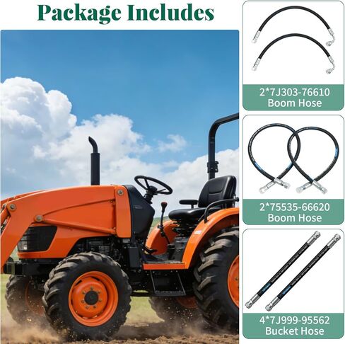 7J303-76610 75535-66620 7J999-95562 مجموعة الخراطيم الهيدروليكية مناسبة لكوبوتا LA350a، LA401، LA402، LA402-1، مجموعة خرطوم اللودر الأمامي تتضمن خرطوم هيدروليكي خراطيم ذراع الرافعة والدلو الأسطوانية in Kuwait