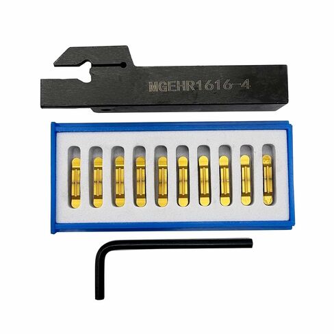 1pcs MGEHR1616-4+MRGN400 Lathe Grooving Tool Holder Grooving Cut-Off Tool Holder MGEHR1212-2 with 10pcs MRGN200-U Indexable Carbide Grooving Inserts Round Head (MGEHR1616-4+MRGN400) in Saudi Arabia